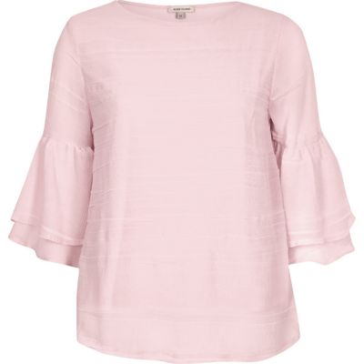 Pink layered frill sleeve top